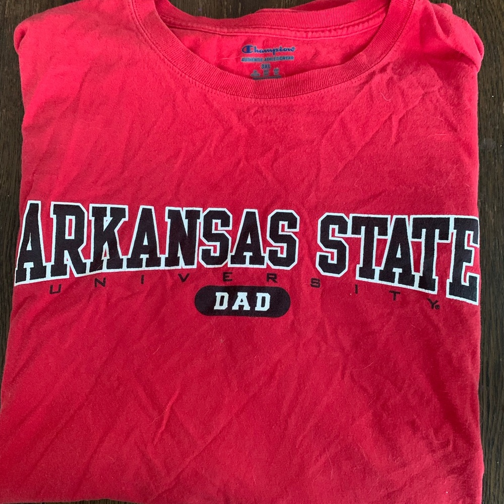 Champion Red Arkansas State Dad Tee